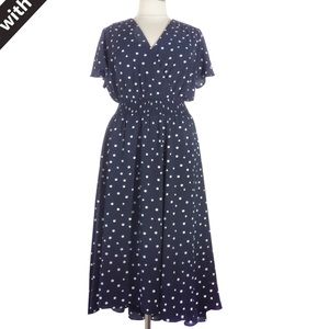 Lane Bryant Navy Polka Dot Midi Dress